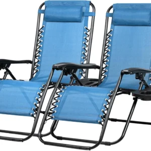 Alternative view of Nazhura Set of 2 Relaxing Recliners Patio Chairs Adjustable Steel Mesh Zero Gravity Lounge Chair Beach Chairs with