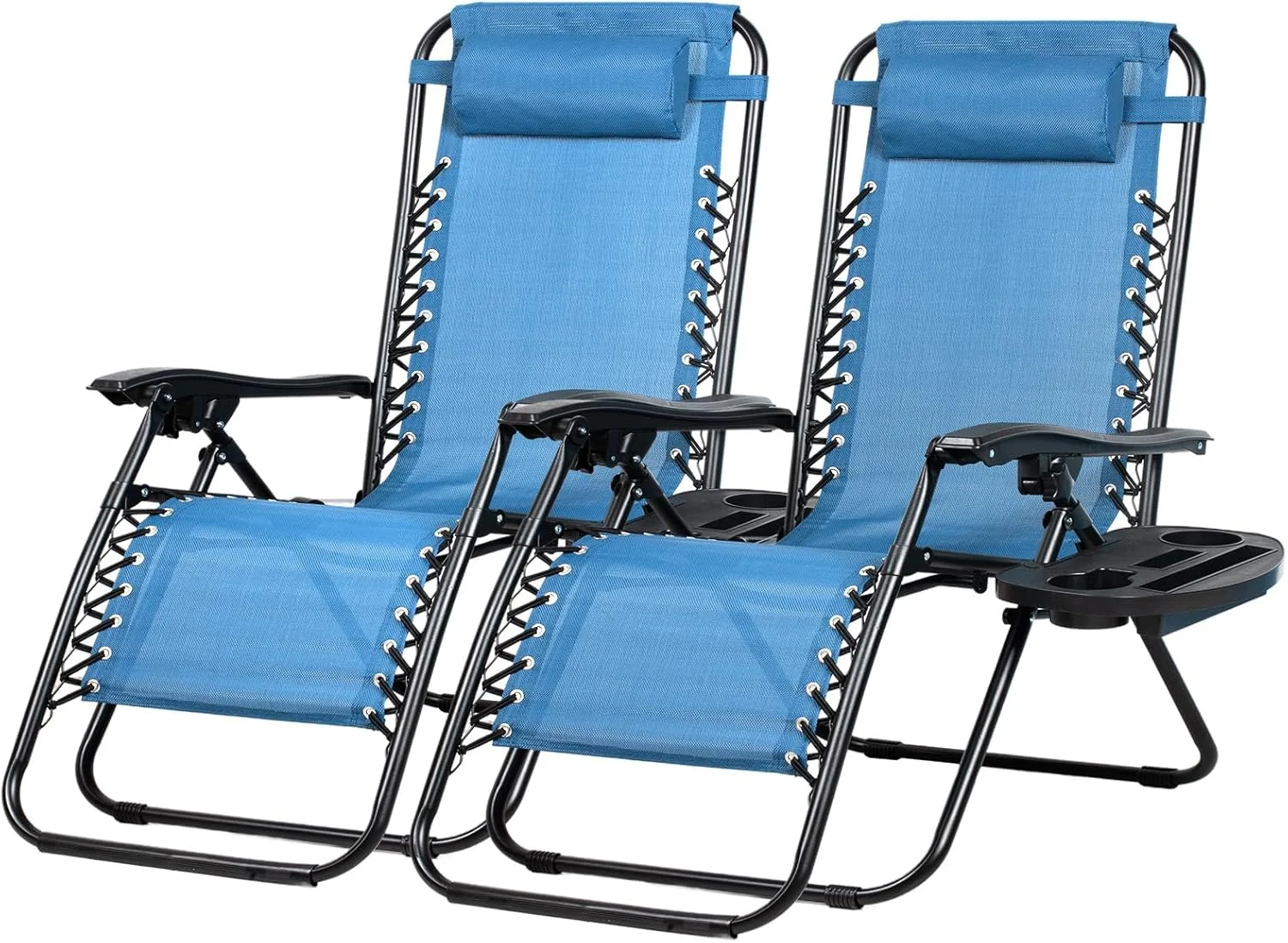 Nazhura Set of 2 Relaxing Recliners Patio Chairs Adjustable Steel Mesh Zero Gravity Lounge Chair Beach Chairs with - Image 2