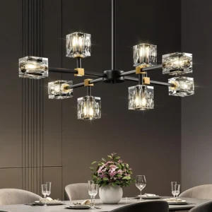 Sputnik Crystal Semi Flush Ceiling: Dining Room Bathroom Bedroom Chandelier | Modern Gold Ceiling Light Fixture