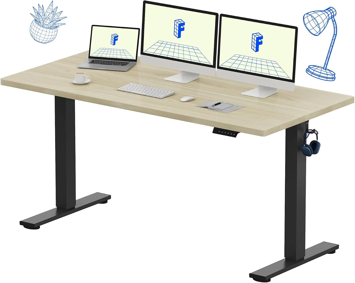 FLEXISPOT EN1 One-Piece Standing Desk, Electric Adjustable with 4 Memory Presets, 176 LBS Capacity, 48x24 Black - Image 13