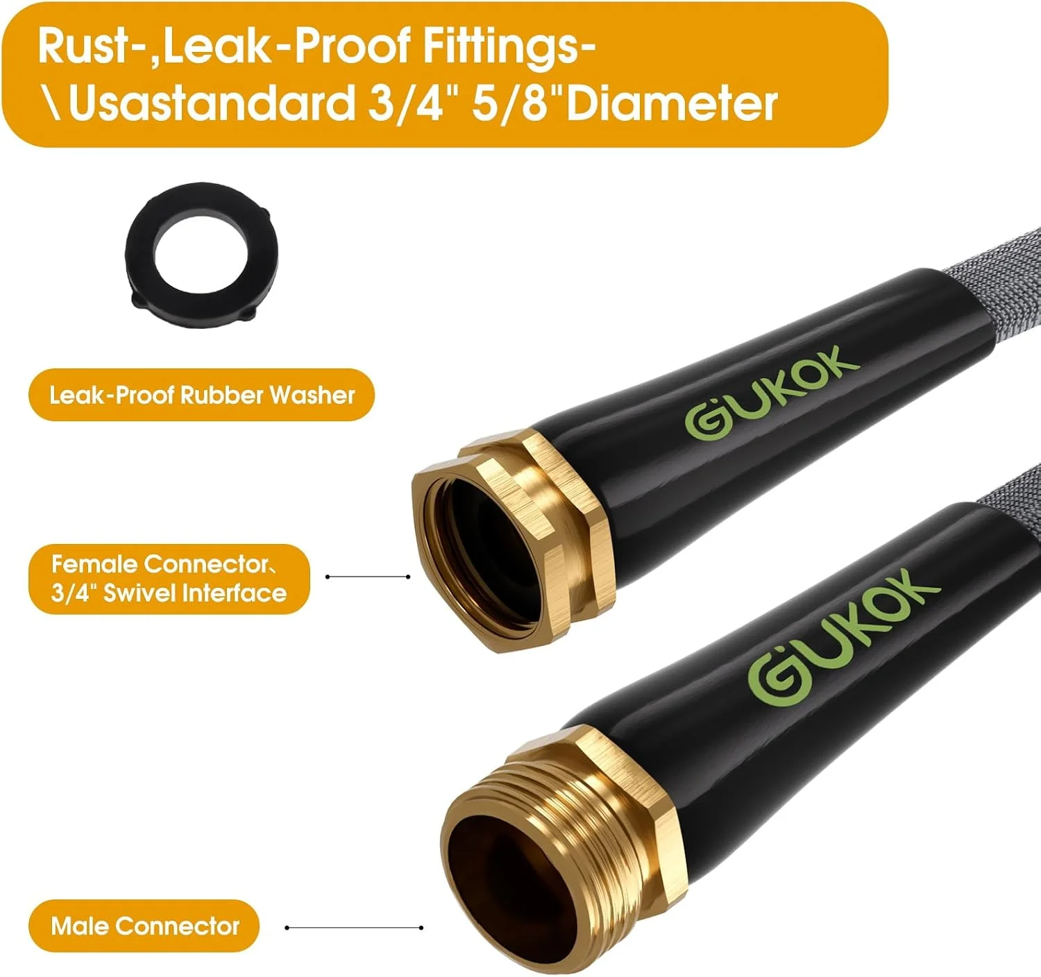 GUKOK Garden Hose 100 FT, Non-Expanding Water Hose - Image 3