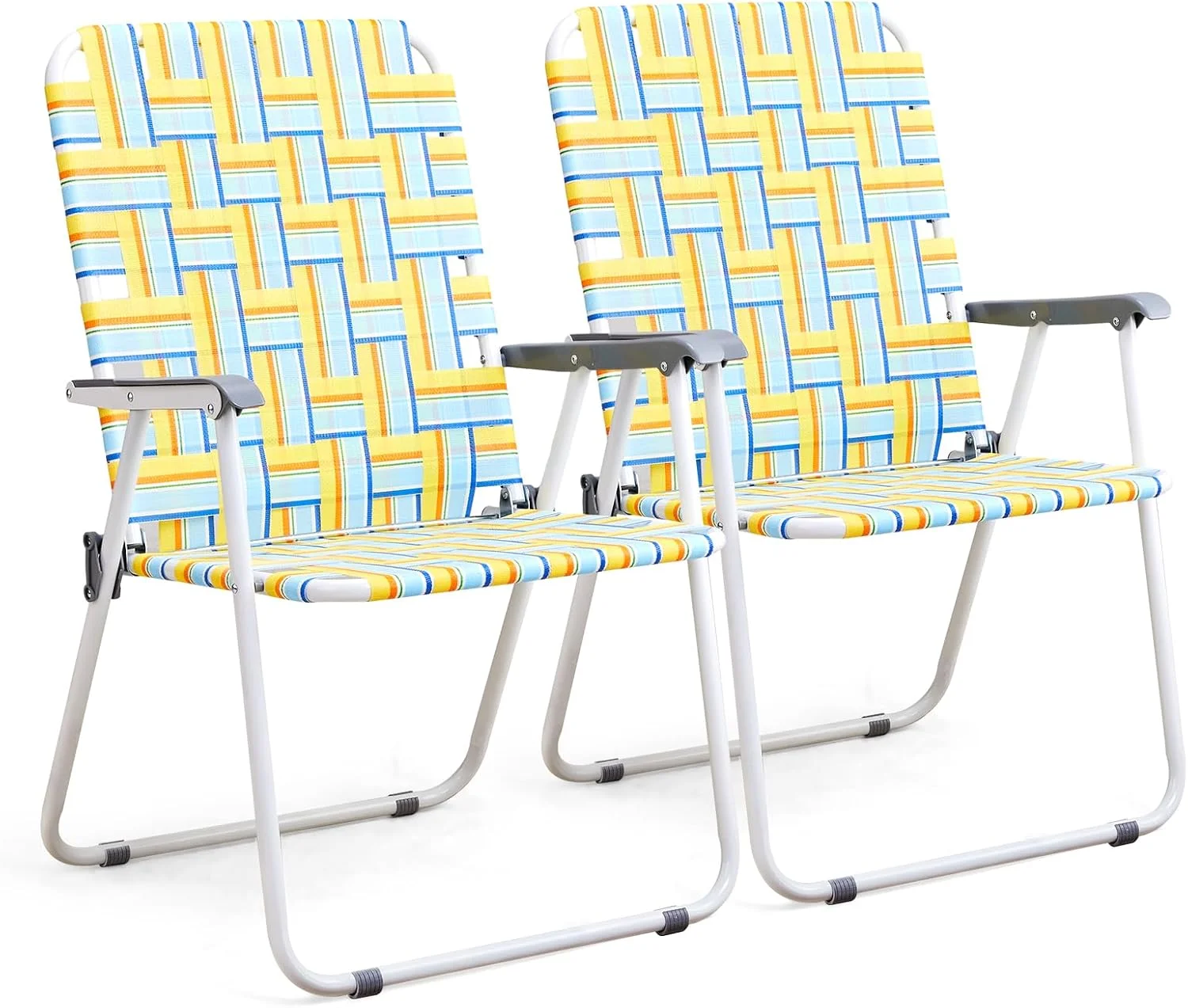 VINGLI Patio Lawn Webbed Folding Chairs Set of 2, Outdoor Beach Portable Lawn Chair Camping Chair Beach Chair for Yard - Image 10