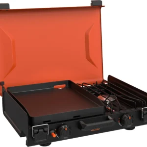 Blackstone 2364 12 x 14 Camping Griddle with Side Burner | Side Burner, Latches, Leveling Feet, Portable