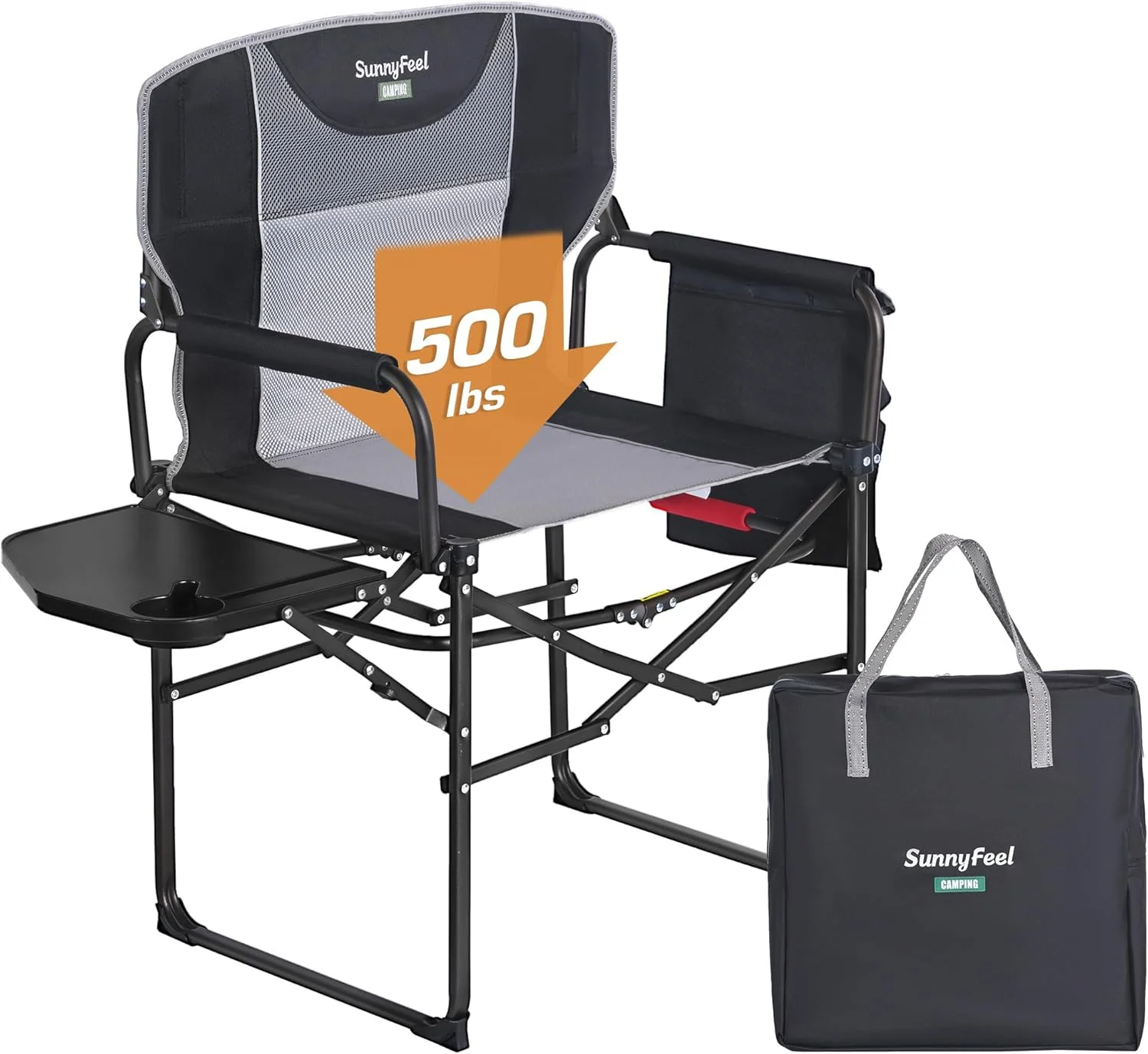 SUNNYFEEL Camping Directors Chair, Heavy Duty, Oversized Portable Folding Chair with Side Table - Image 3