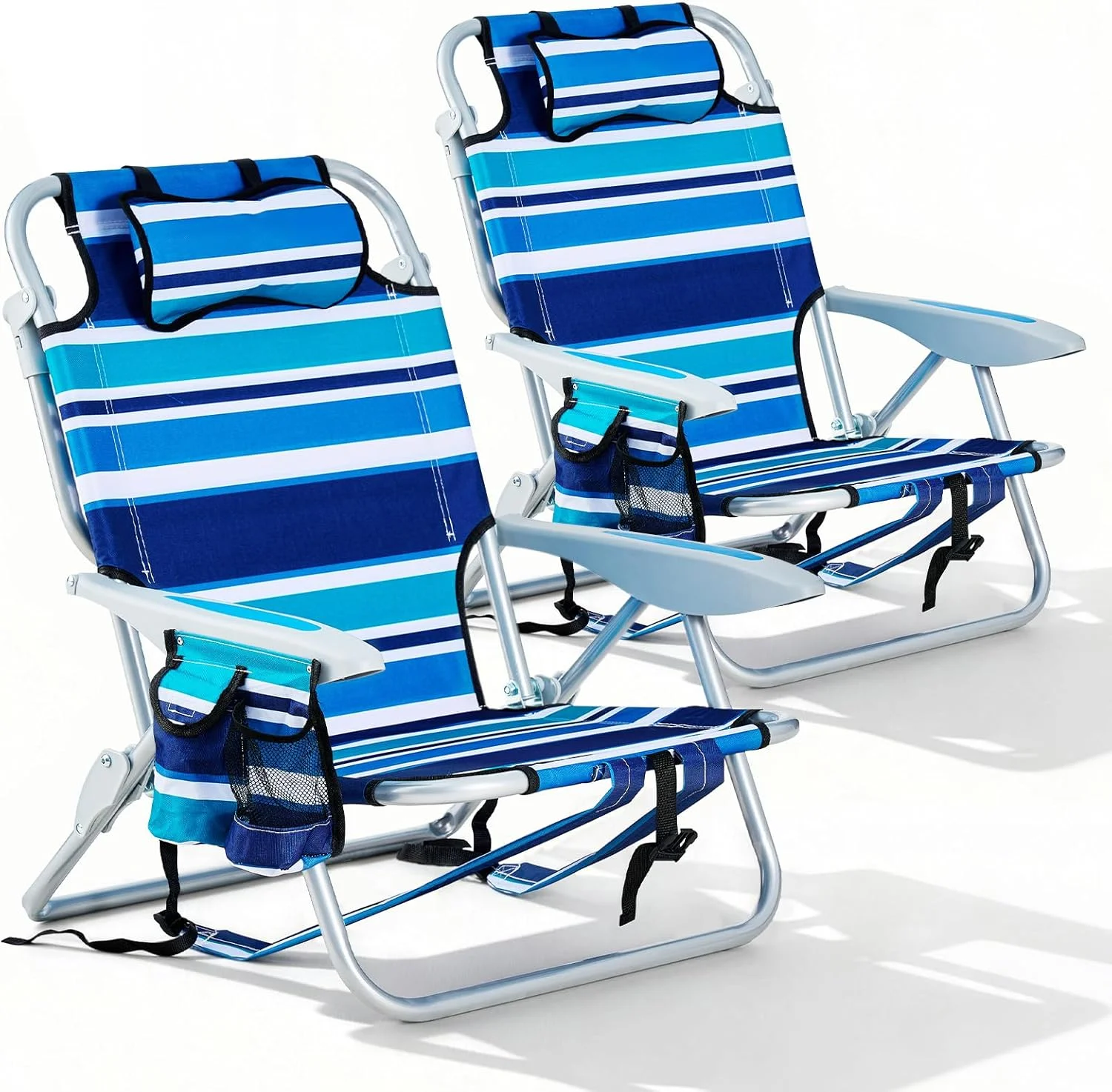 Canpsky 2 Pack Lightweight Portable Camping Beach Chair for Adults, Outdoor Lay Flat Folding Beach Chairs with 5 - Image 11