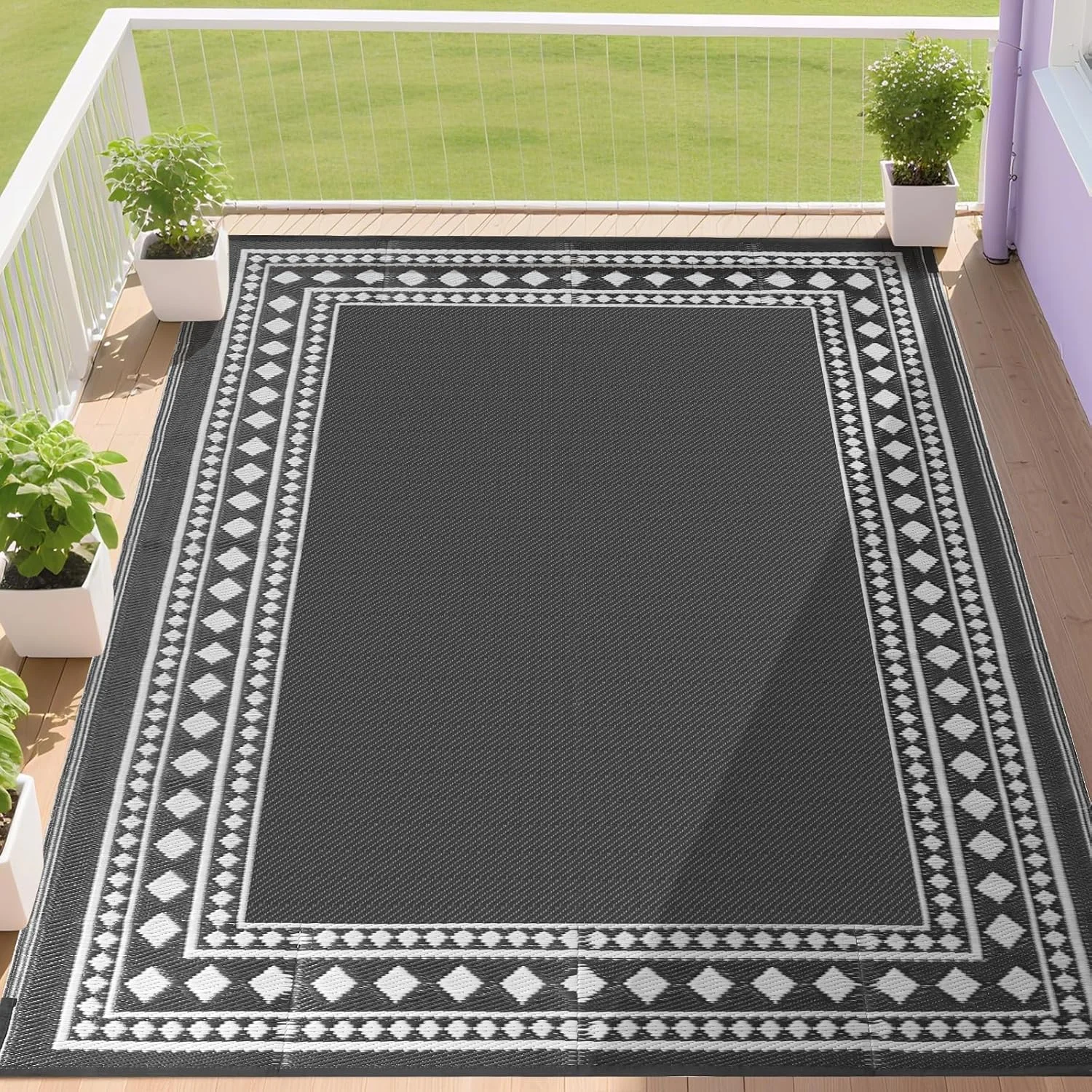 RURALITY Outdoor Rugs 8'x10' Waterproof for Patios Clearance, Plastic Straw Mats for RV - Image 8