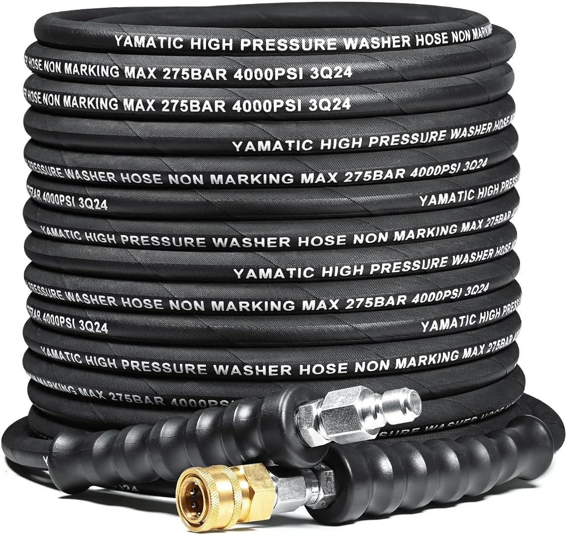 YAMATIC 3/8 Pressure Washer Hose 50FT With Swivel 3/8 Quick Connect, 4000 PSI High Tensile Steel Braided Kink Resistant - Image 4
