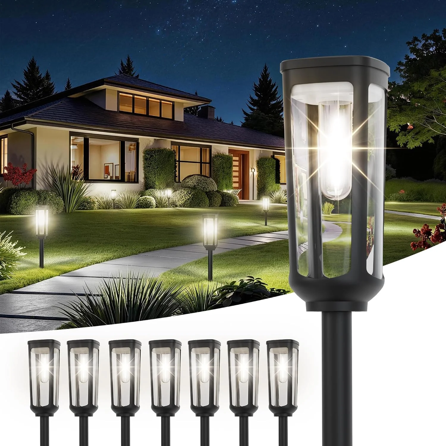 JEJOT Solar Pathway Lights Outdoor Waterproof IP65, 8 Pack Warm White Solar Walkway Lights - Image 2