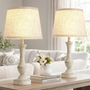 Luvkczc Table Lamp Set of 2, 19 Farmhouse Vintage Bedside Lamps for Living Room & Bedroom