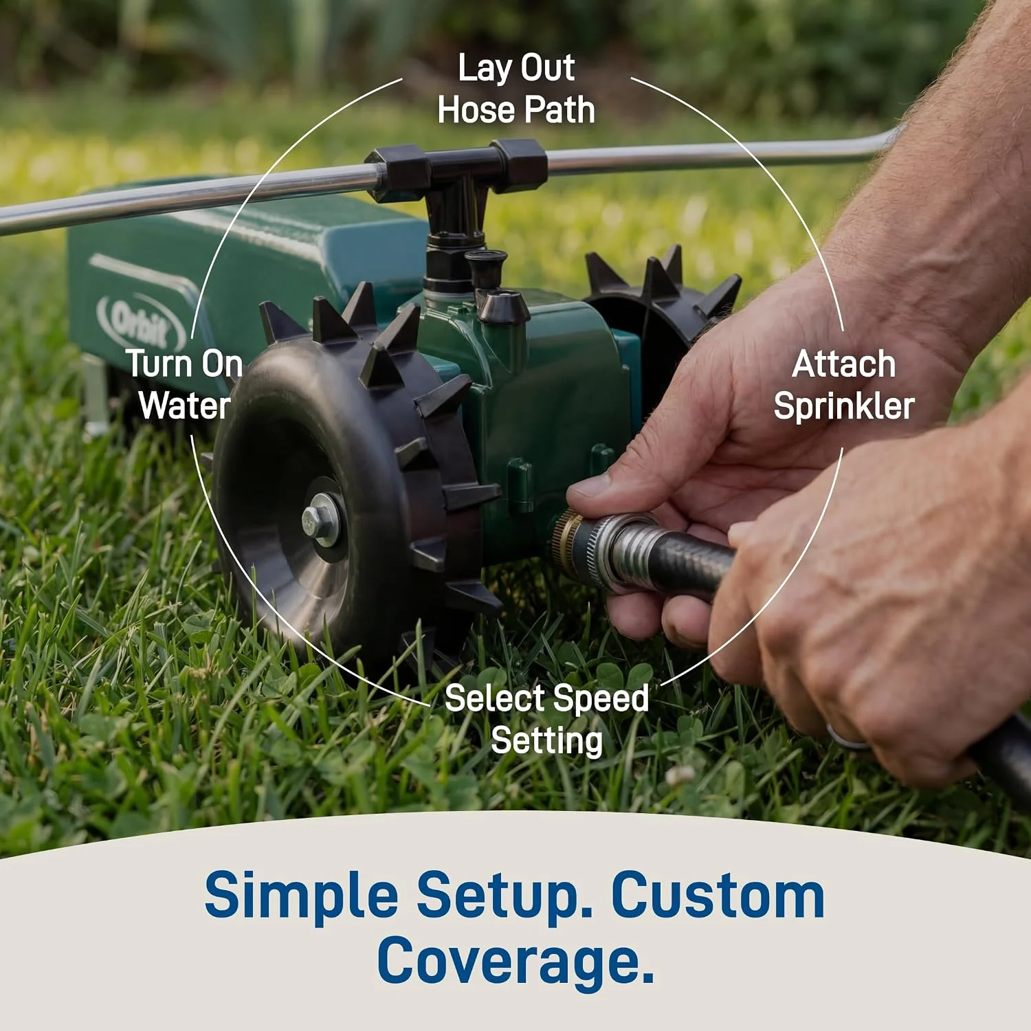 Orbit Traveling Tractor Water Sprinkler, Self-Propelled Traveling Sprinkler for Wide Lawn Coverage - Image 8