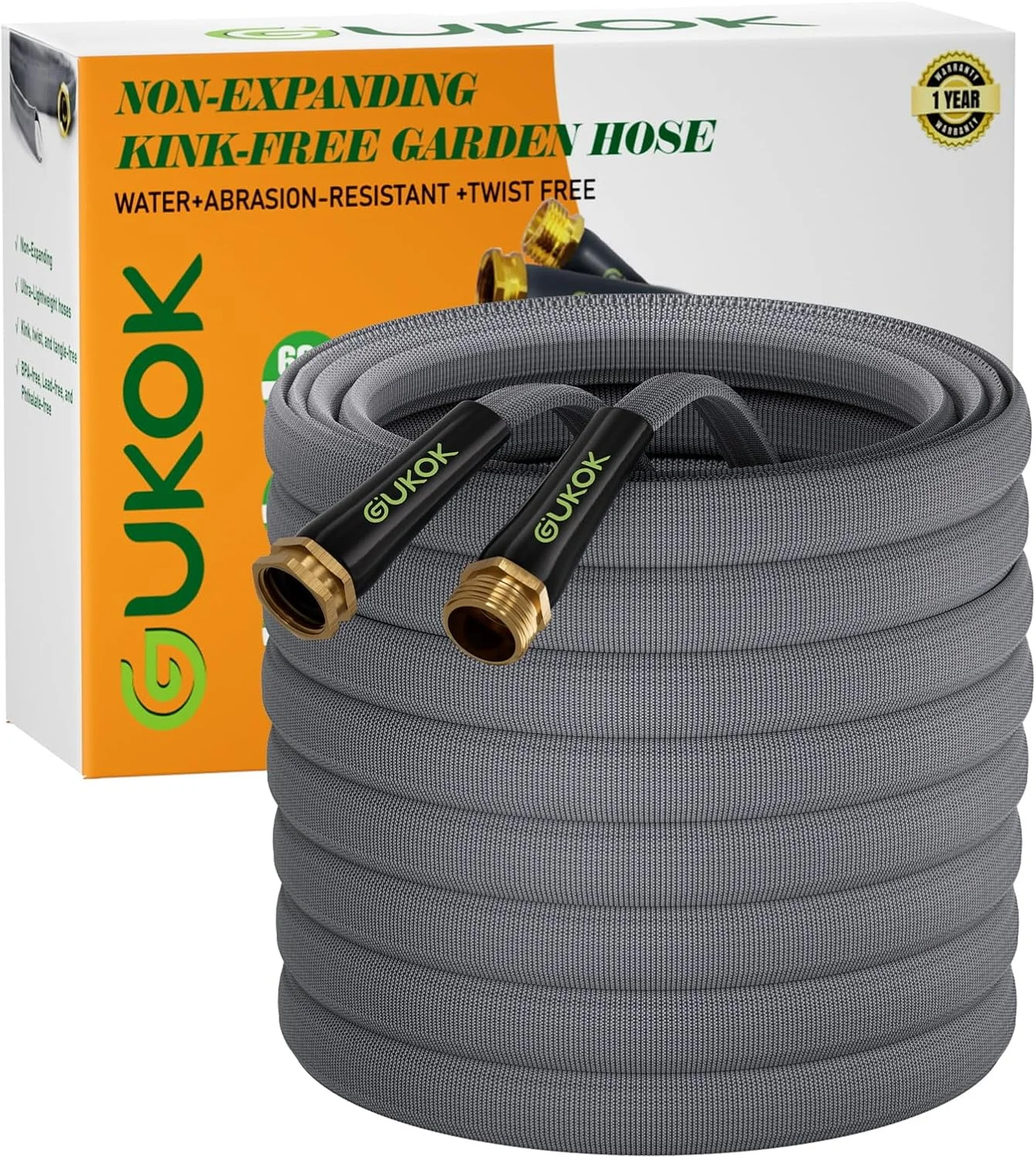 GUKOK Garden Hose 100 FT, Non-Expanding Water Hose