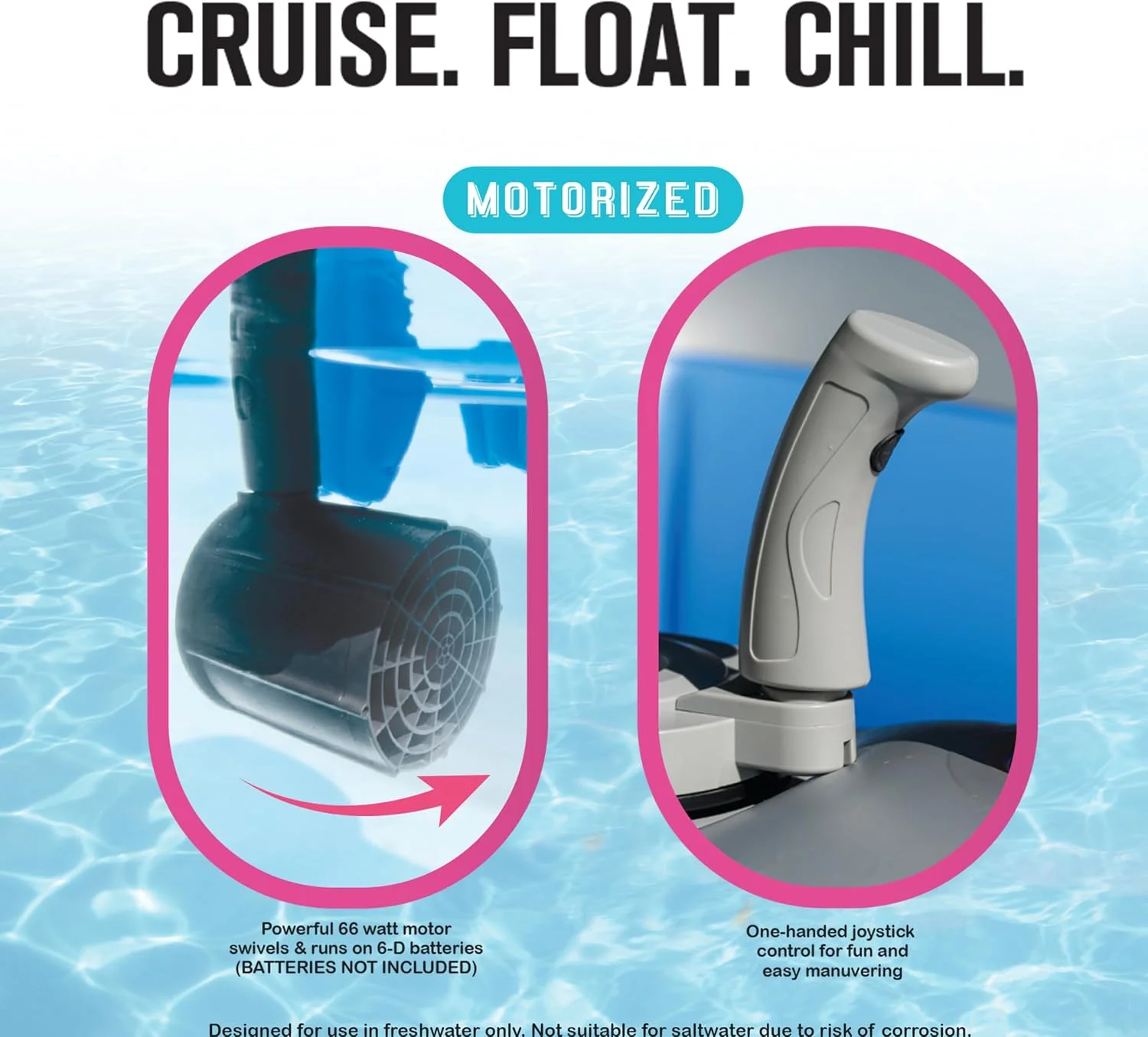 Inspired Living Motorized Inflatable Pool Float Lounger Tube, Bluetooth 5 IPX7 Waterproof Speaker, 66W Motor - Image 3