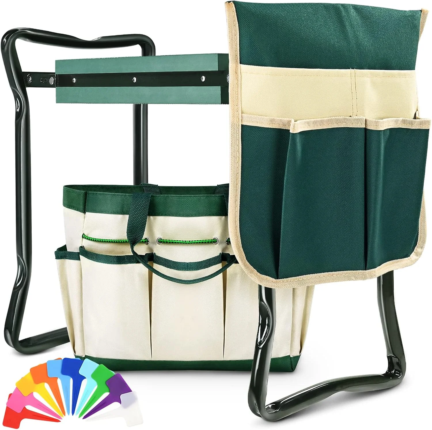 KVR Upgraded Garden Kneeler and Seat with Thicken & Widen Soft Kneeling Pad, Heavy Duty Foldable Gardener Stool with 2