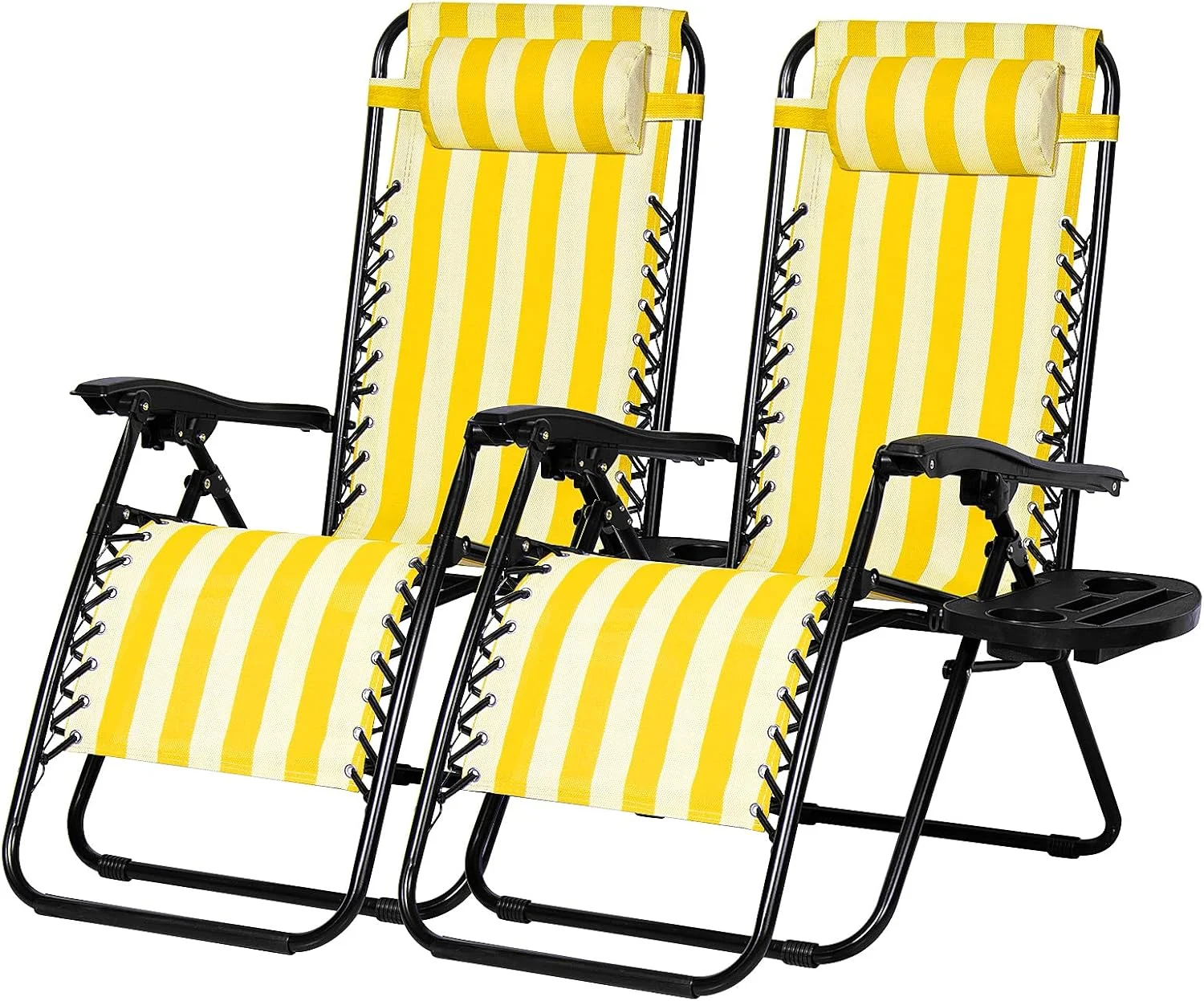 Nazhura Set of 2 Relaxing Recliners Patio Chairs Adjustable Steel Mesh Zero Gravity Lounge Chair Beach Chairs with - Image 9