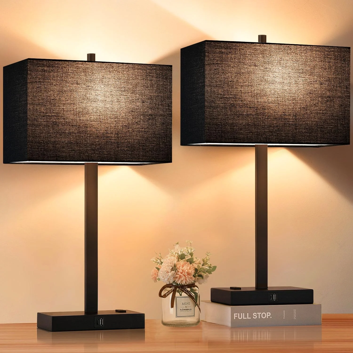 21 Touch Bedside lamps with 2 USB & AC Outlets, Dimmable, Bulb Included - Image 18