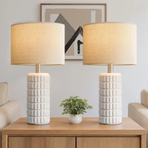 Alternative view of Seealle 23 Modern Ceramic Table Lamps Set of 2, Farmhouse Bedside Night Stands Lamp for Bedroom