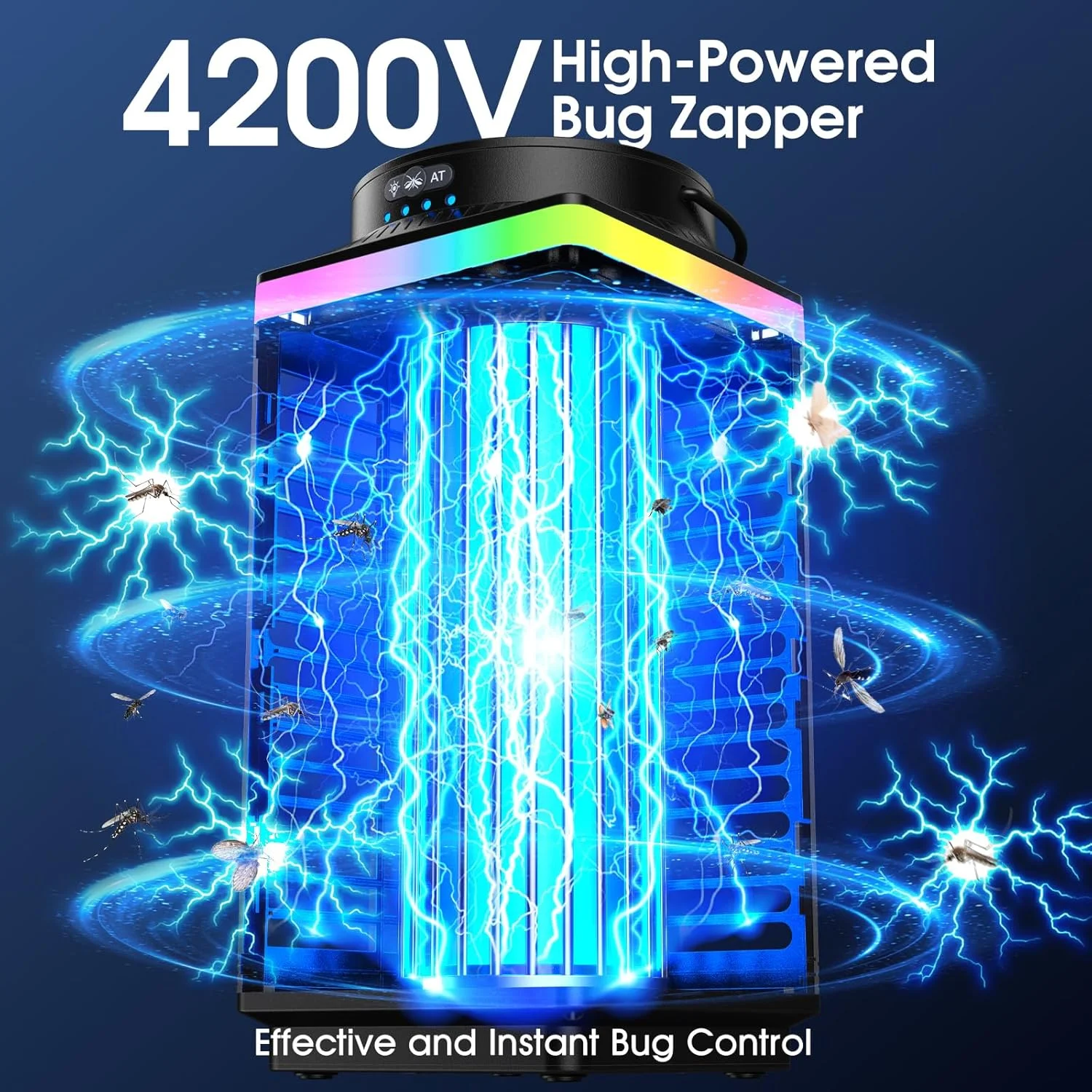 Bug Zapper Outdoor, 4-in-1 4200V Electric Mosquito Zapper, Rechargeable Bug Zapper Cordless Fly Zapper with 5000mAH - Image 5