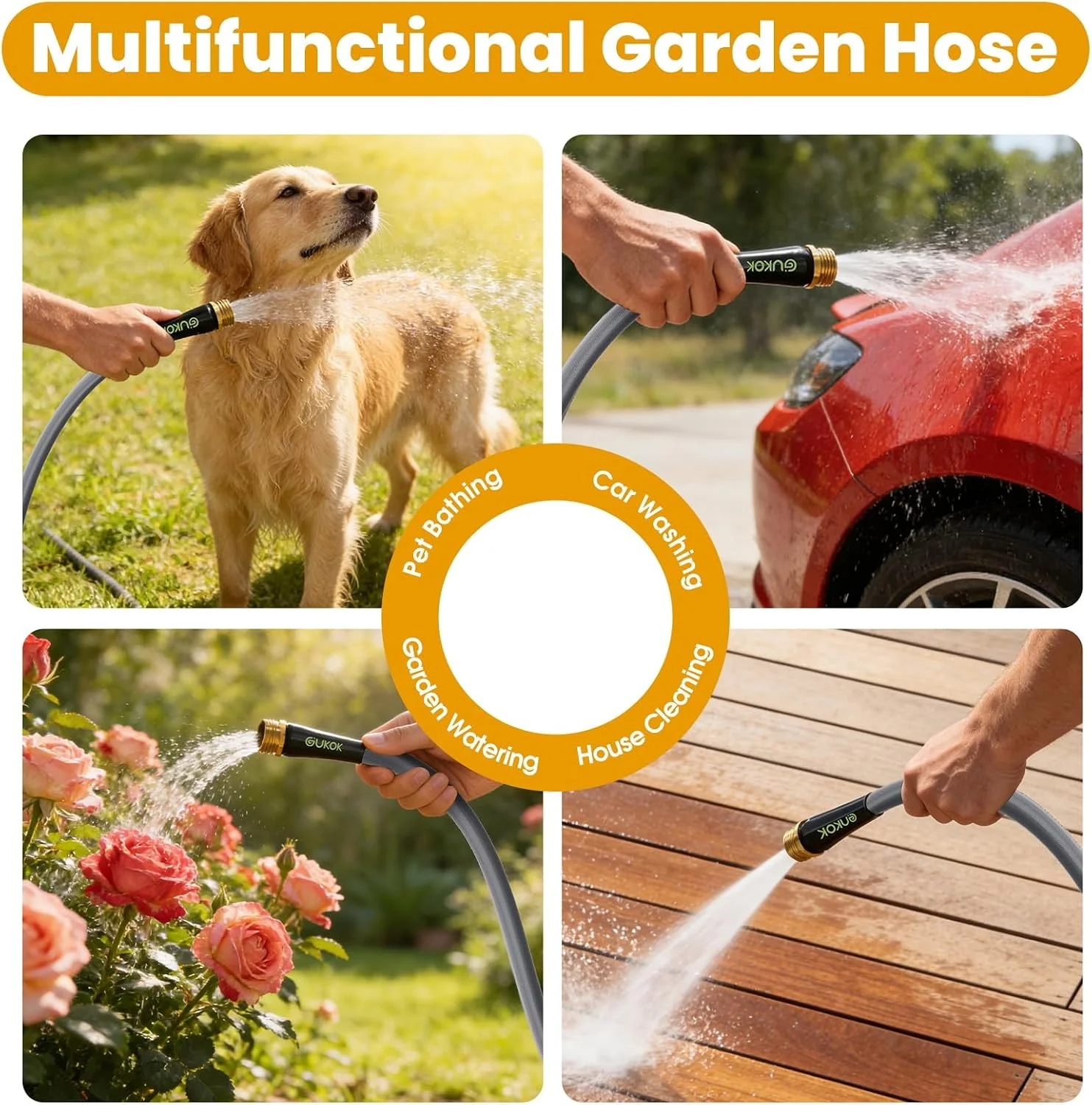 GUKOK Garden Hose 100 FT, Non-Expanding Water Hose - Image 8