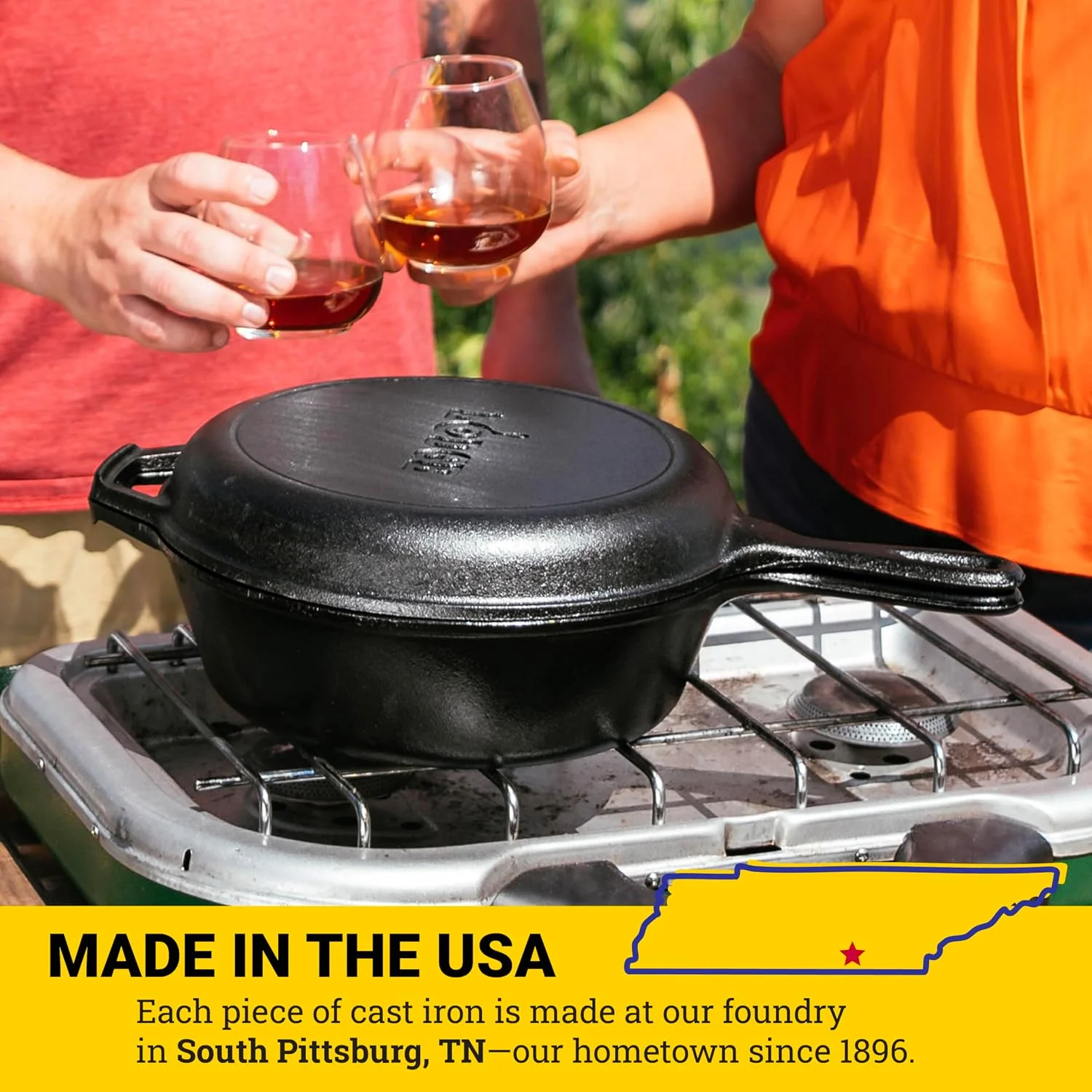 Lodge Cast Iron Combo Cooker, PFAS-Free 2-in-1 3.2 Quart Deep Pot and 10.25 Inch Skillet Set - Image 8