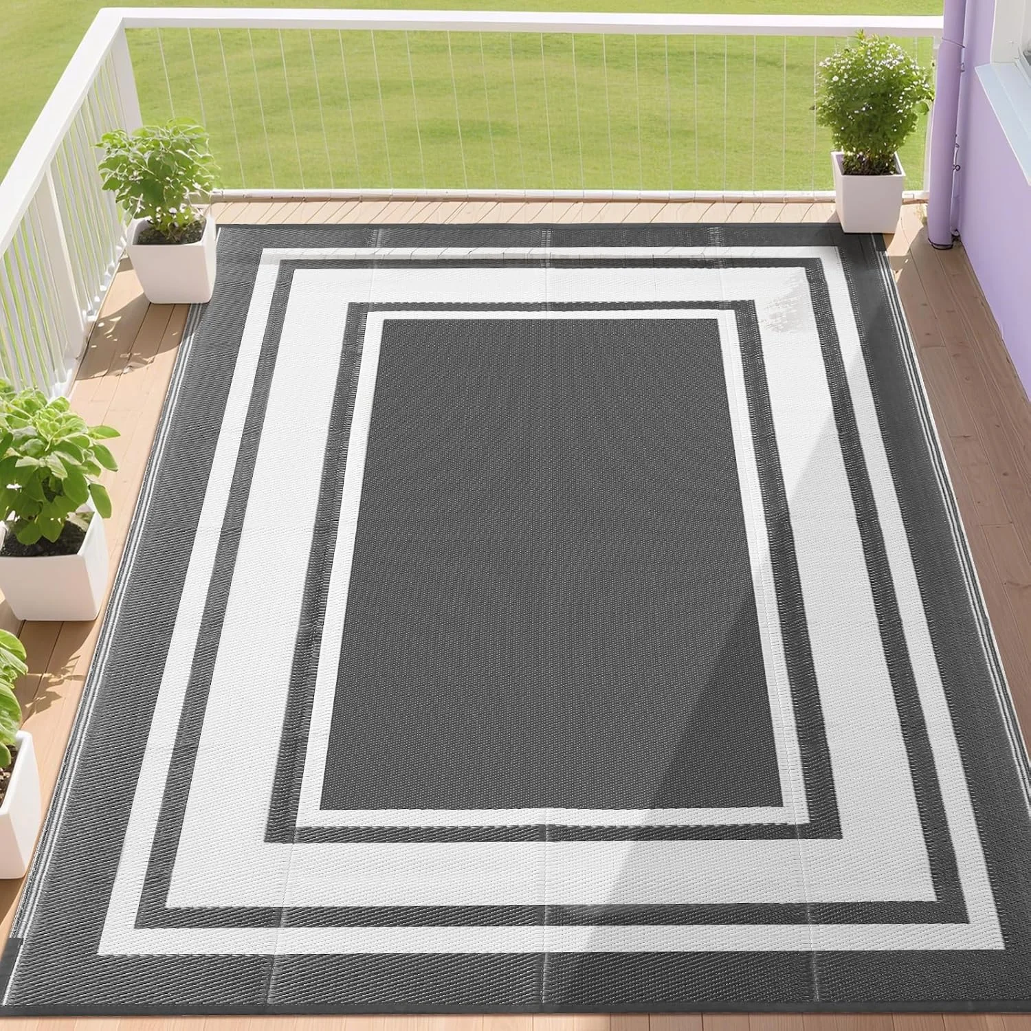 RURALITY Outdoor Rugs 8'x10' Waterproof for Patios Clearance, Plastic Straw Mats for RV - Image 10