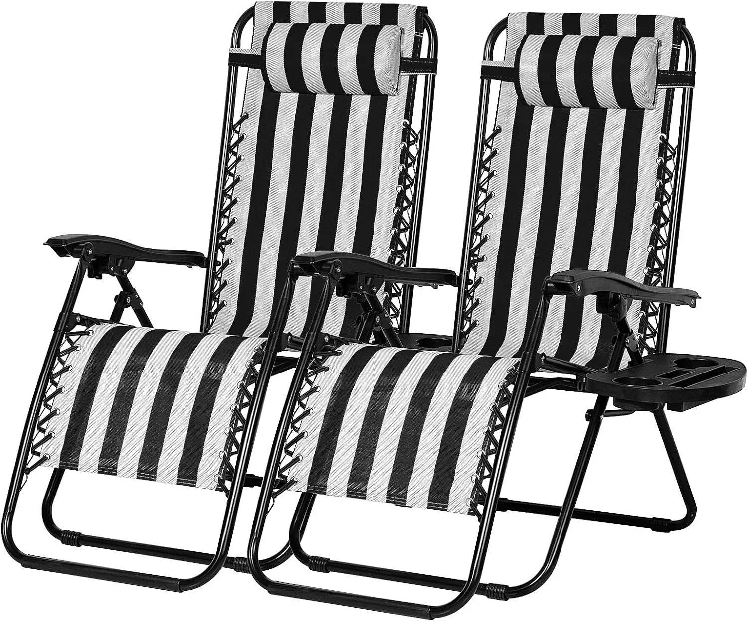 Nazhura Set of 2 Relaxing Recliners Patio Chairs Adjustable Steel Mesh Zero Gravity Lounge Chair Beach Chairs with - Image 10