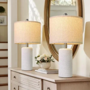 PoKat 20.75 Small Modern Ceramic Table Lamps Set of 2