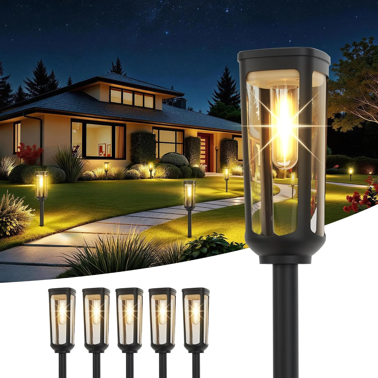 JEJOT Solar Pathway Lights Outdoor Waterproof IP65, 8 Pack Warm White Solar Walkway Lights - Image 6