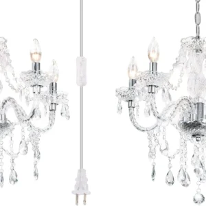 Alternative view of Acrylic Crystal Clear Chandelier 5-Light Pendant Ceiling Lighting Fixture | Modern Acrylic Crystals & Beads