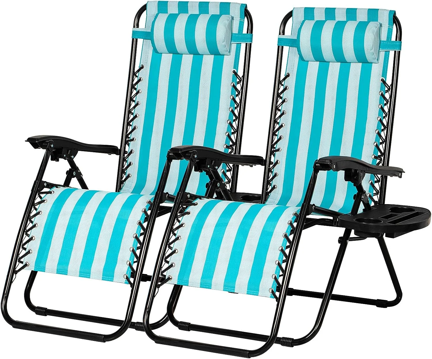 Nazhura Set of 2 Relaxing Recliners Patio Chairs Adjustable Steel Mesh Zero Gravity Lounge Chair Beach Chairs with - Image 4