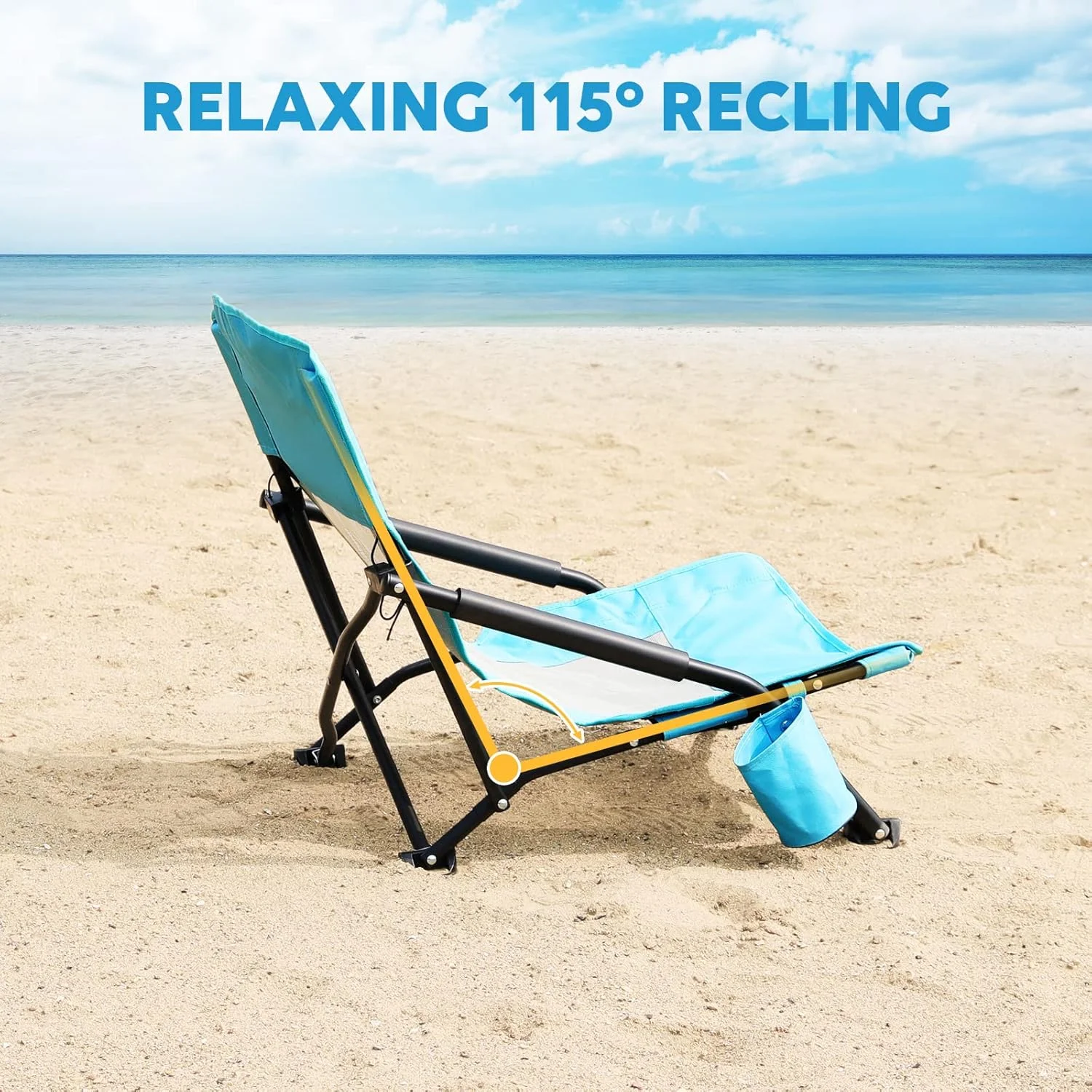 TOBTOS Low Beach Chair for Adults 2 Pack, Low Profile Folding with Cup Holder & Carry Bag, Heavy Duty Chair for Outdoor - Image 7