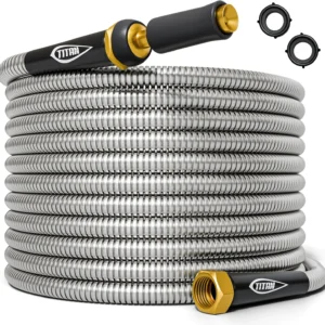 TITAN Garden Hose 100FT, 304 Stainless Steel Metal Water Hose, 500 PSI