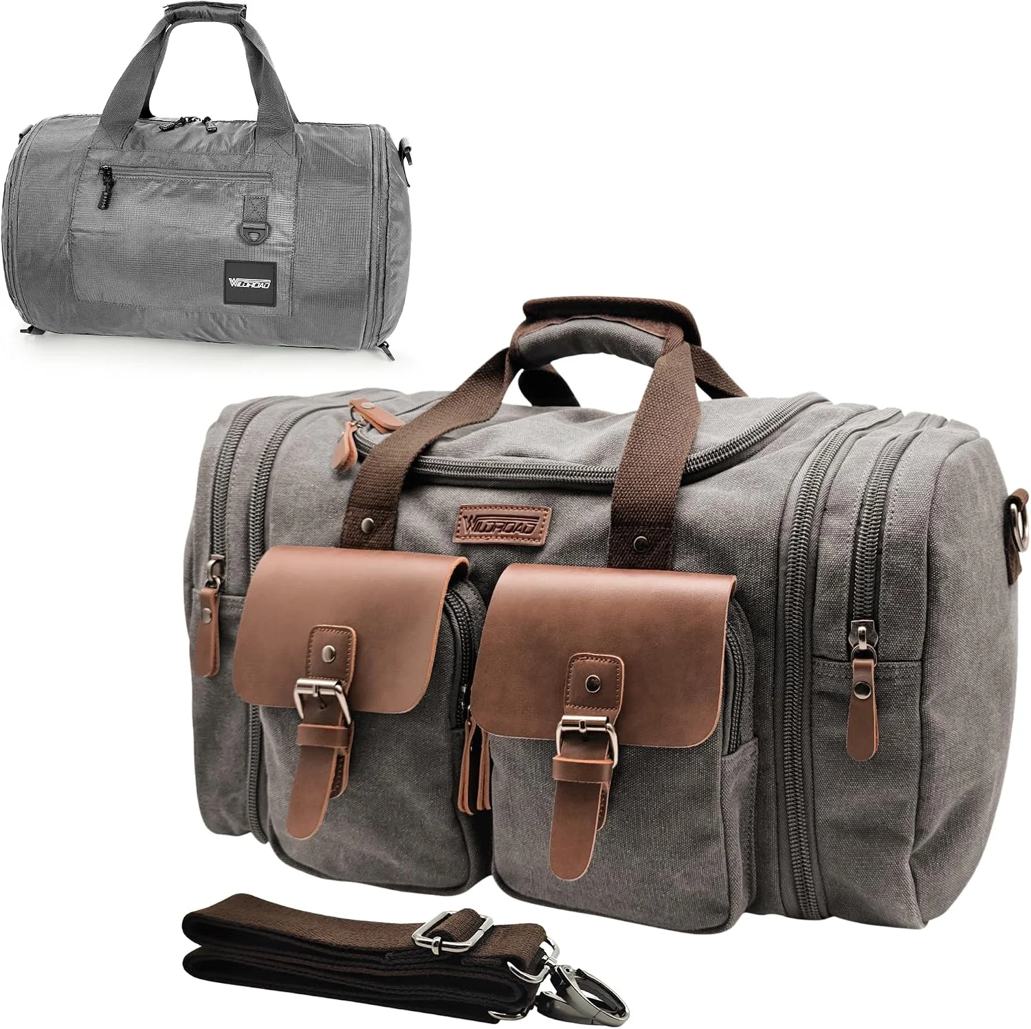 Wildroad Waxed Canvas Duffle Bag - 50L Waterproof Weekender Overnight Travel Bag - Image 16