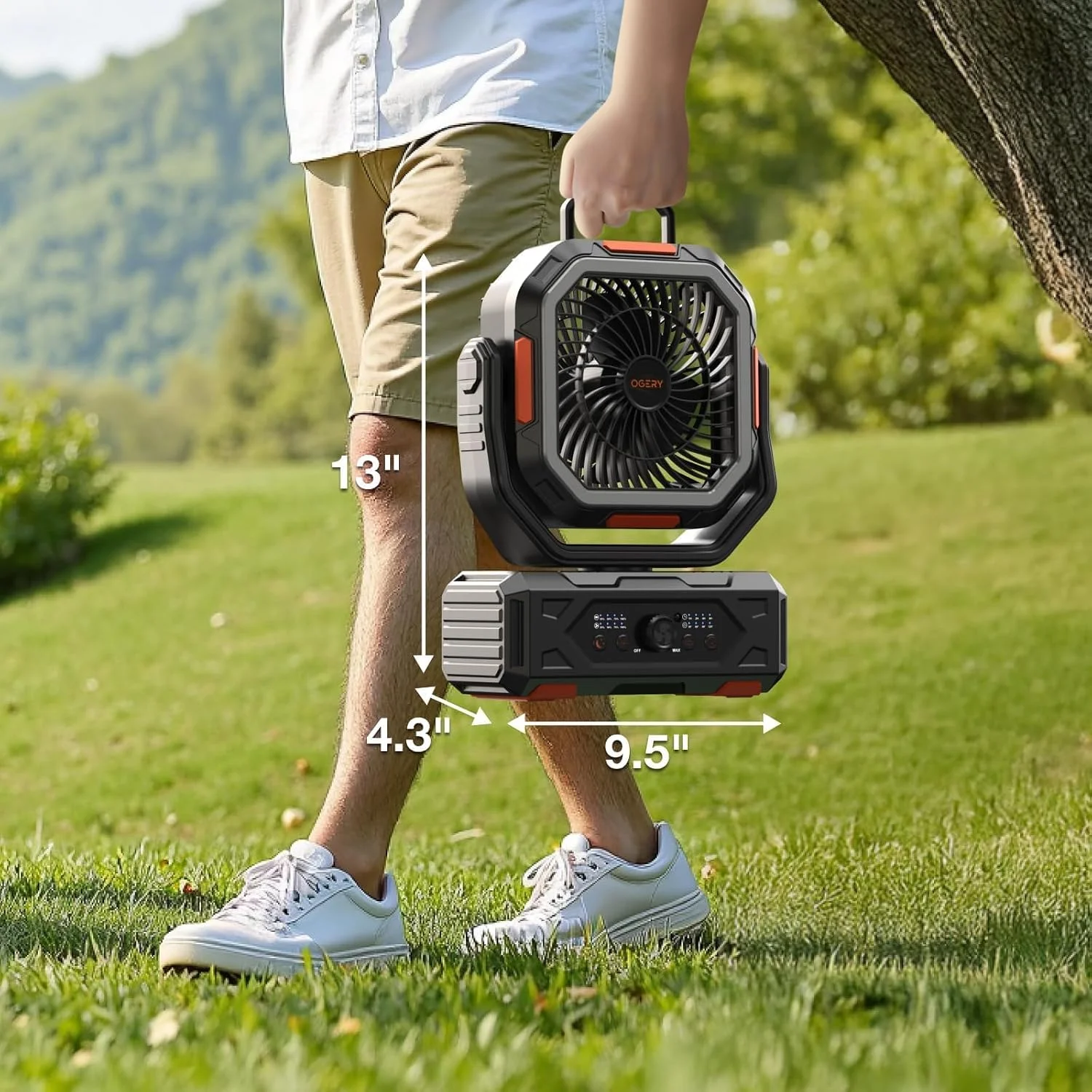 OGERY Portable Fan Rechargeable, 30000mAh Camping Fan for Tent, RV & Outdoor with Up to 322H Runtime - Image 2