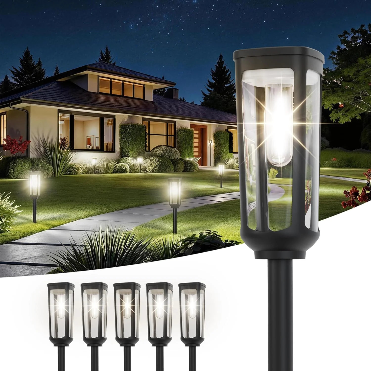 JEJOT Solar Pathway Lights Outdoor Waterproof IP65, 8 Pack Warm White Solar Walkway Lights