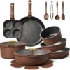 CAROTE 21pcs Pots and Pans Set, Nonstick Cookware Set Detachable Handle