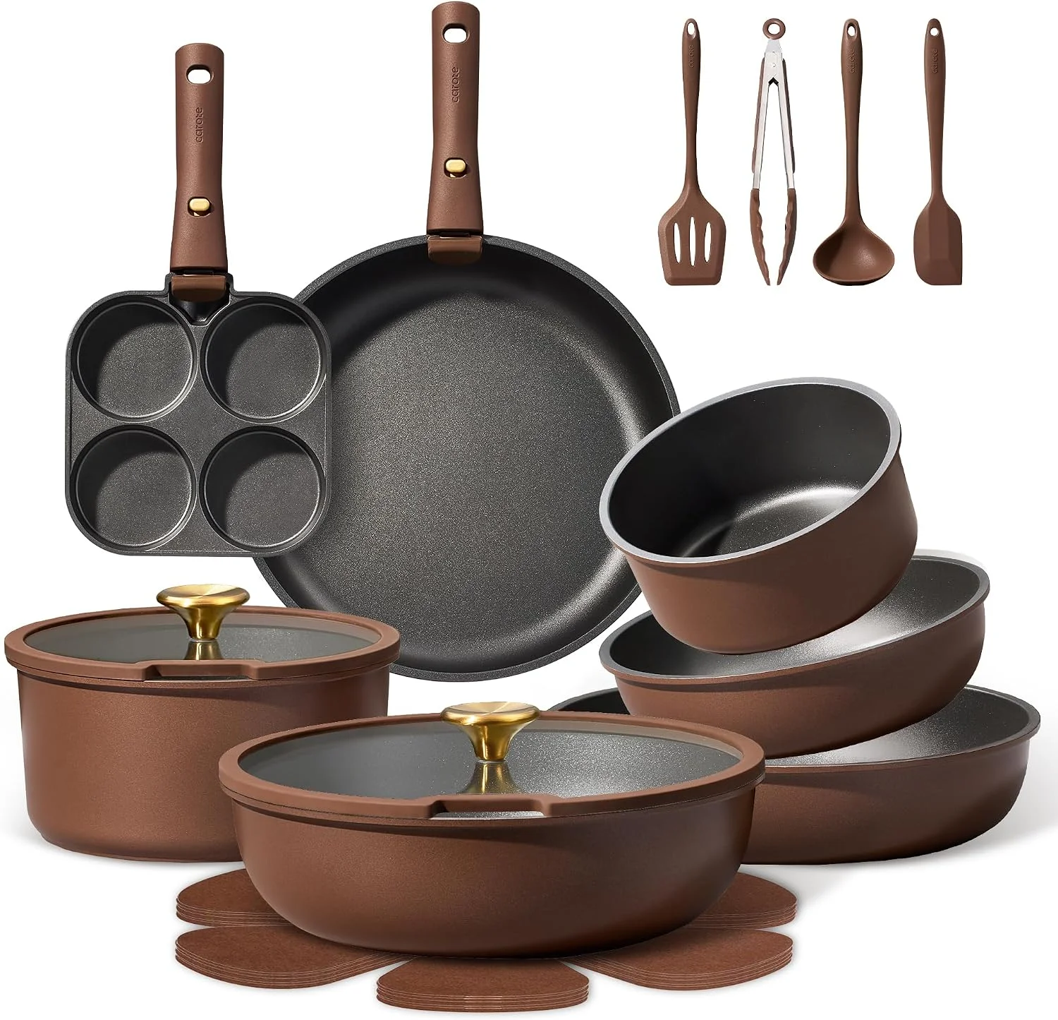 CAROTE 21pcs Pots and Pans Set, Nonstick Cookware Set Detachable Handle