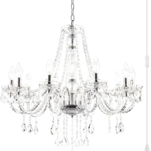 Acrylic Crystal Clear Chandelier 5-Light Pendant Ceiling Lighting Fixture | Modern Acrylic Crystals & Beads
