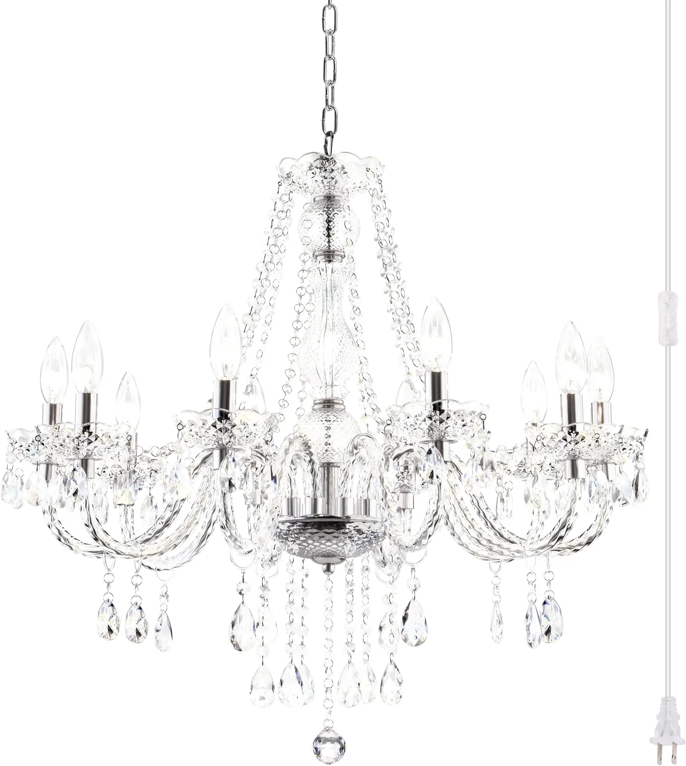 Acrylic Crystal Clear Chandelier 5-Light Pendant Ceiling Lighting Fixture | Modern Acrylic Crystals & Beads