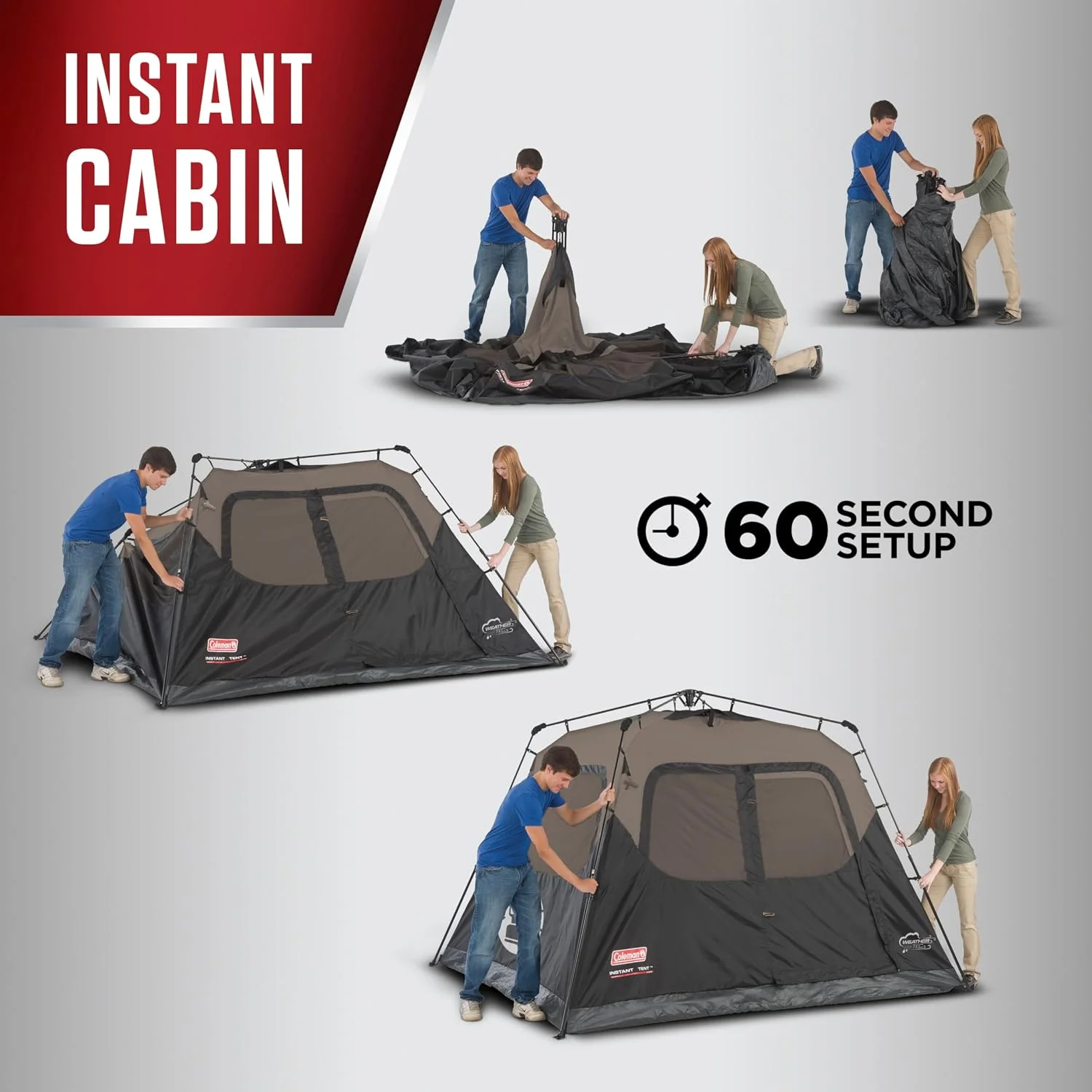 Coleman 4/6/8/10 Person Instant Camping Tent with 1-Minute Setup, Large Family Tent with Pre-Attached Poles - Image 3