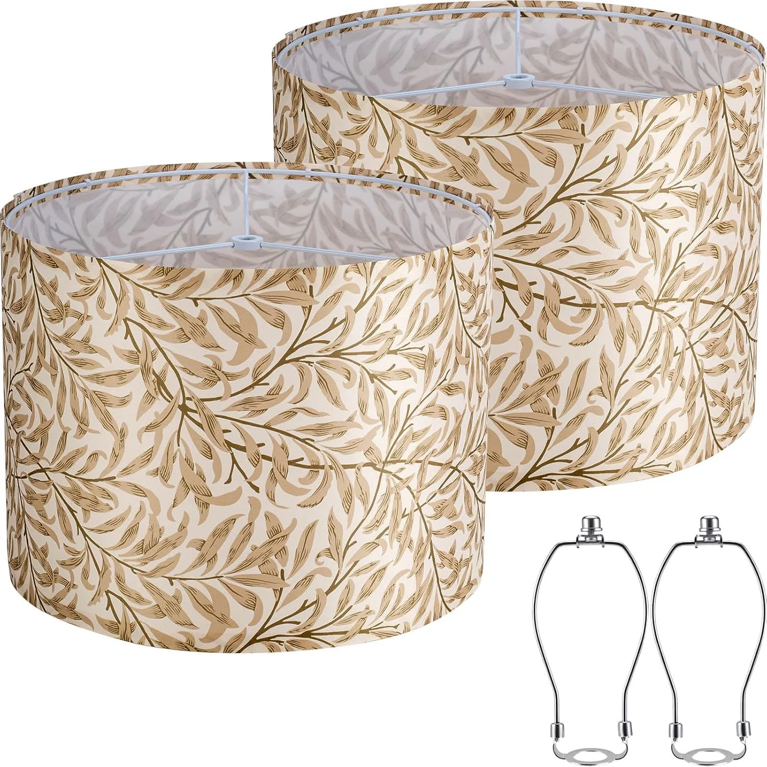 Vuogeeok White 13 Drum Lamp Shades Set of 2 with Harps - Image 2