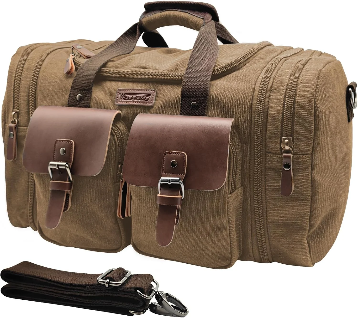 Wildroad Waxed Canvas Duffle Bag - 50L Waterproof Weekender Overnight Travel Bag - Image 3