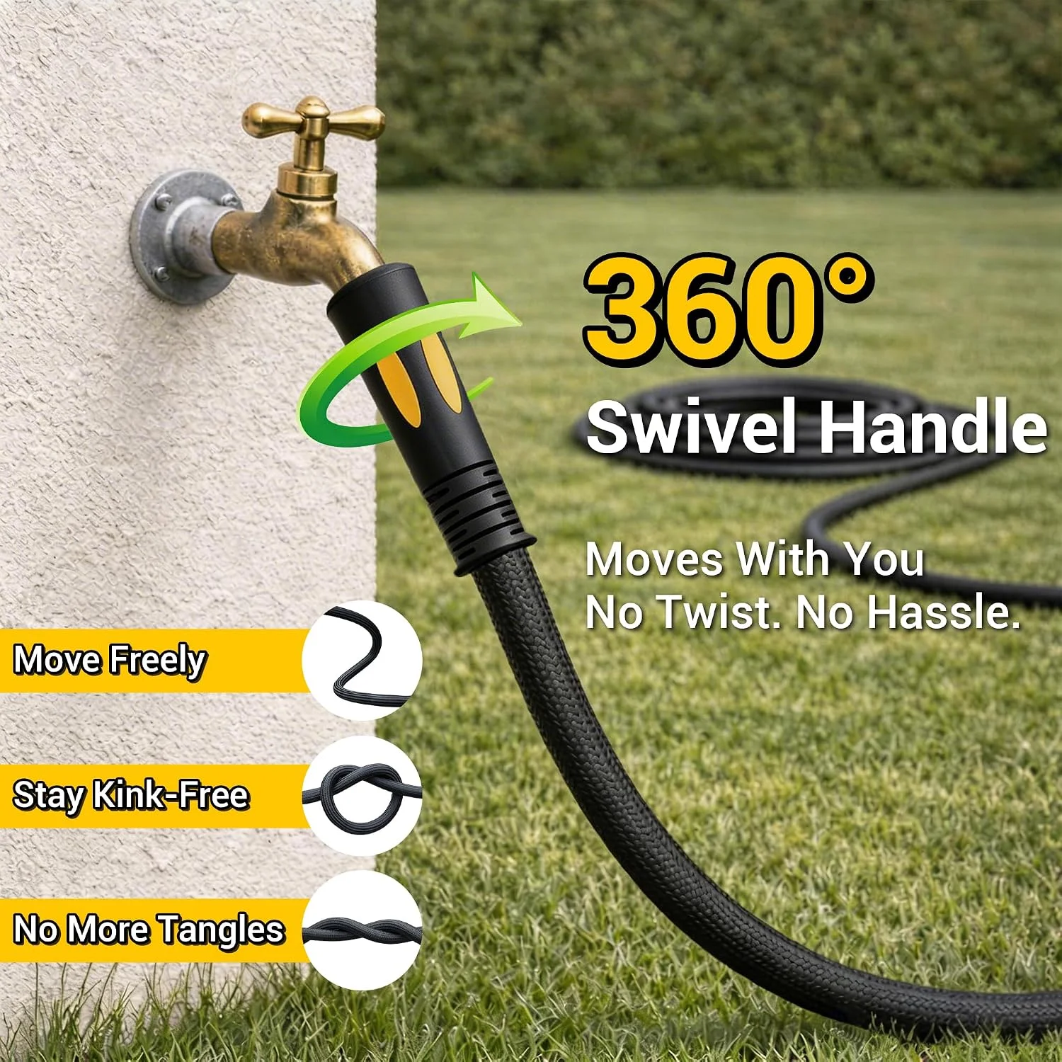TheFitLife Garden Hose 100 ft, Heavy Duty 100ft Non-Expandable Long Water Hose, 1/2 id x 100 Feet - Image 2