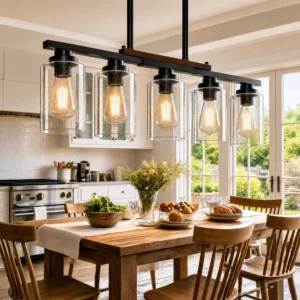 Alternative view of Amico Dining Room Light Fixture 5-Light Kitchen Island Lighting with Adjustable Rods