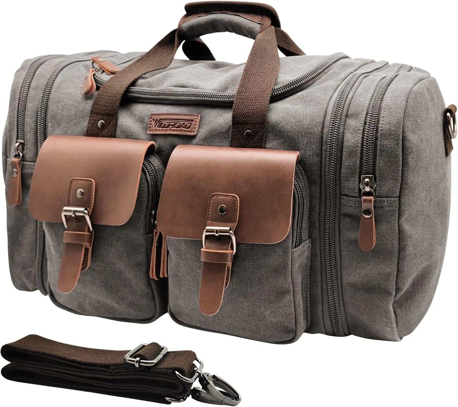 Wildroad Waxed Canvas Duffle Bag - 50L Waterproof Weekender Overnight Travel Bag - Image 10