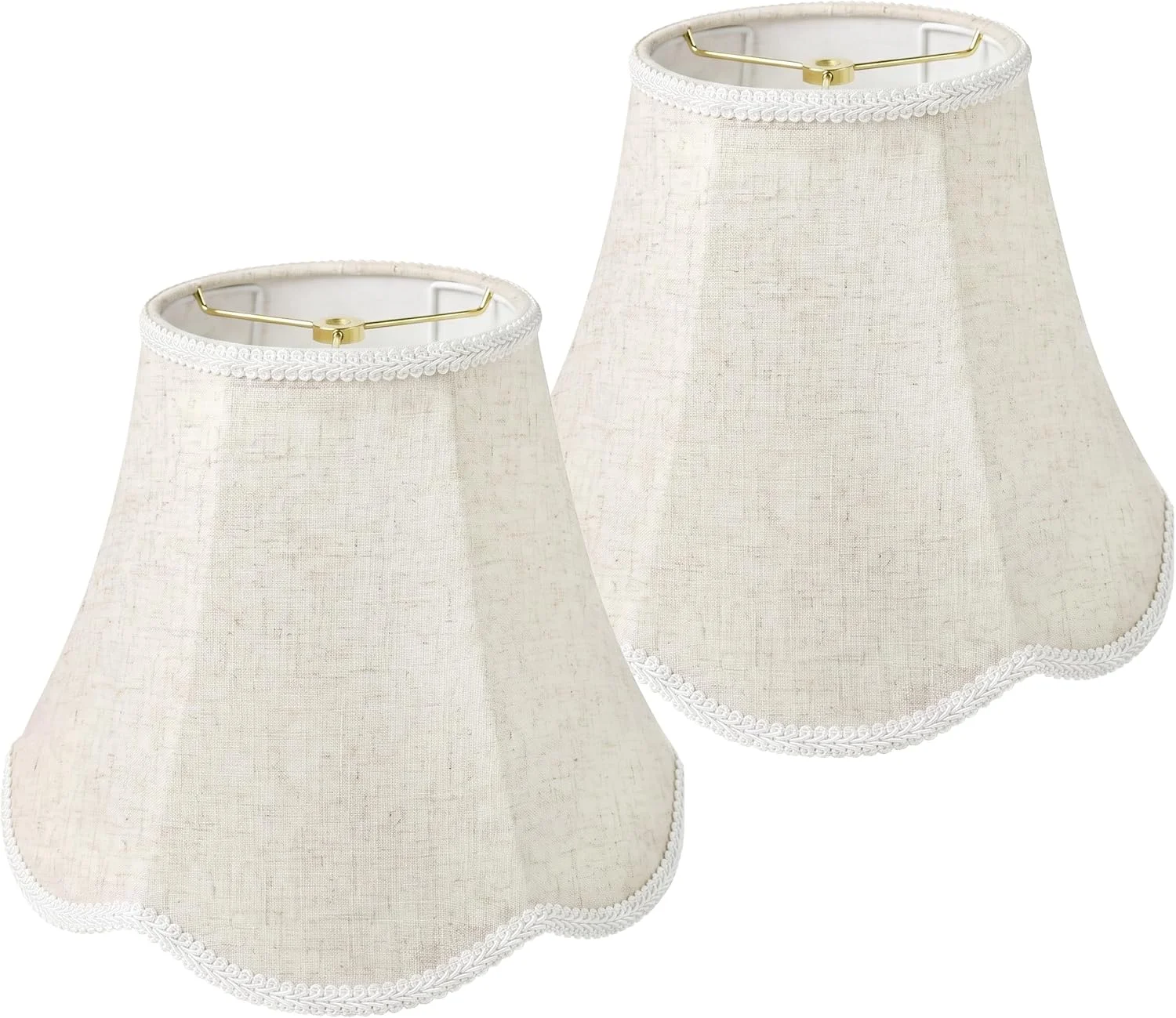 Beige Scalloped Lamp Shades Set of 2