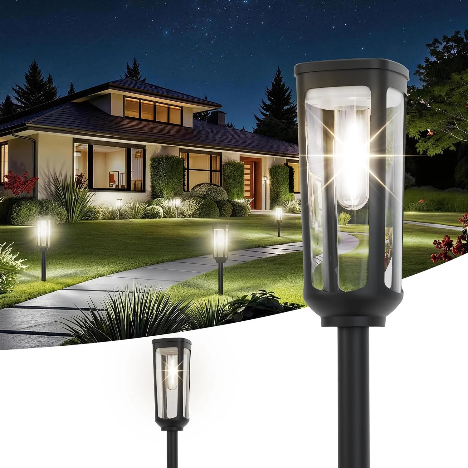 JEJOT Solar Pathway Lights Outdoor Waterproof IP65, 8 Pack Warm White Solar Walkway Lights - Image 5
