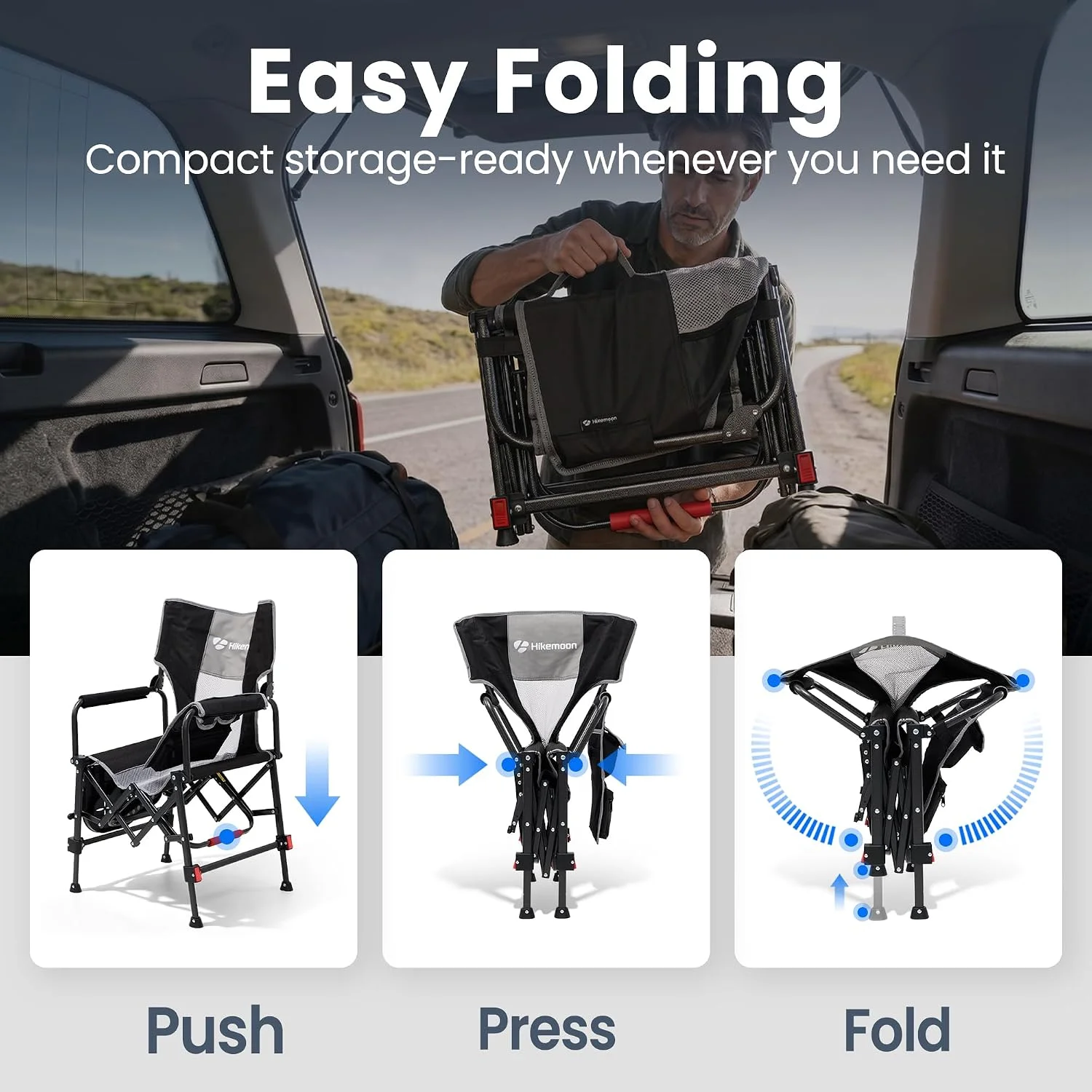 HIKEMOON Folding Camping Director Chairs, Adjustable Height - Image 5