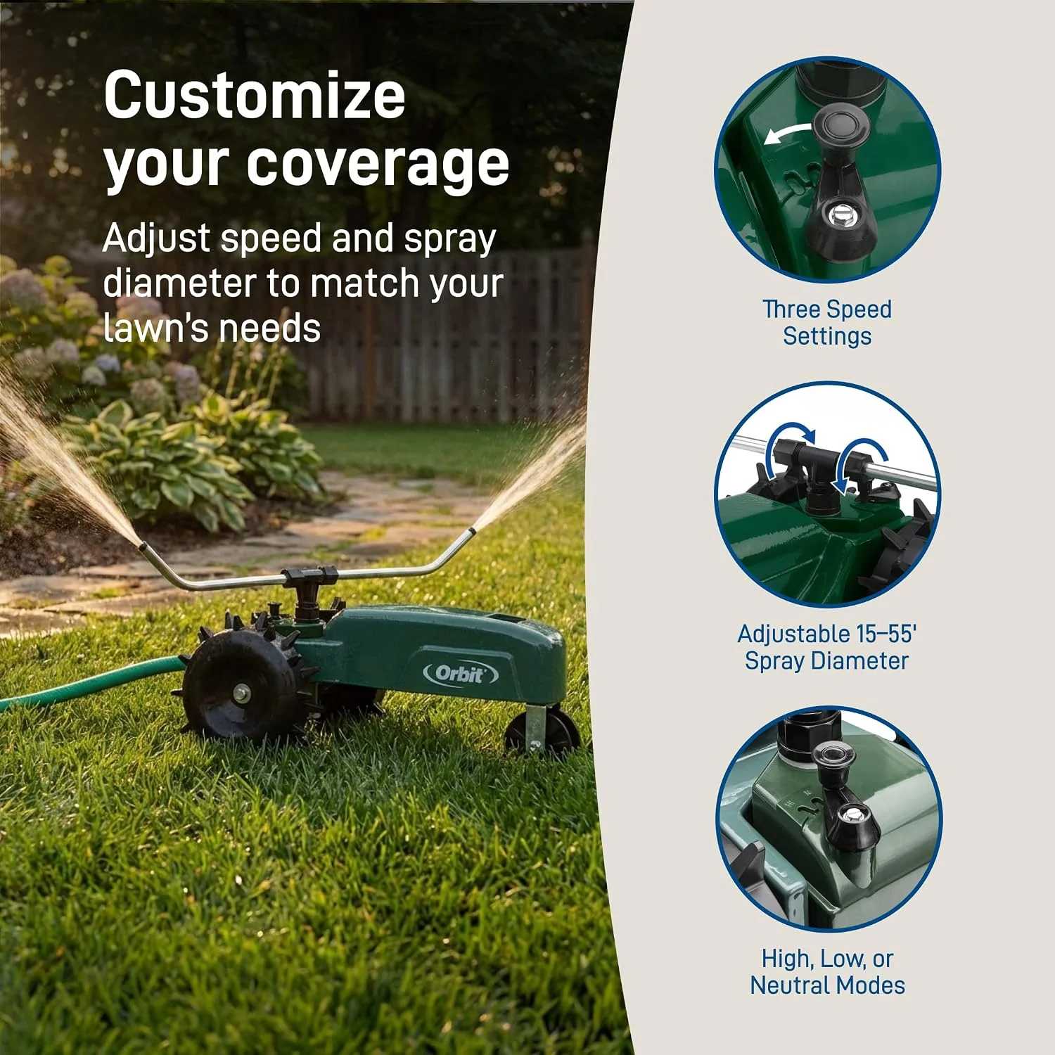 Orbit Traveling Tractor Water Sprinkler, Self-Propelled Traveling Sprinkler for Wide Lawn Coverage - Image 6