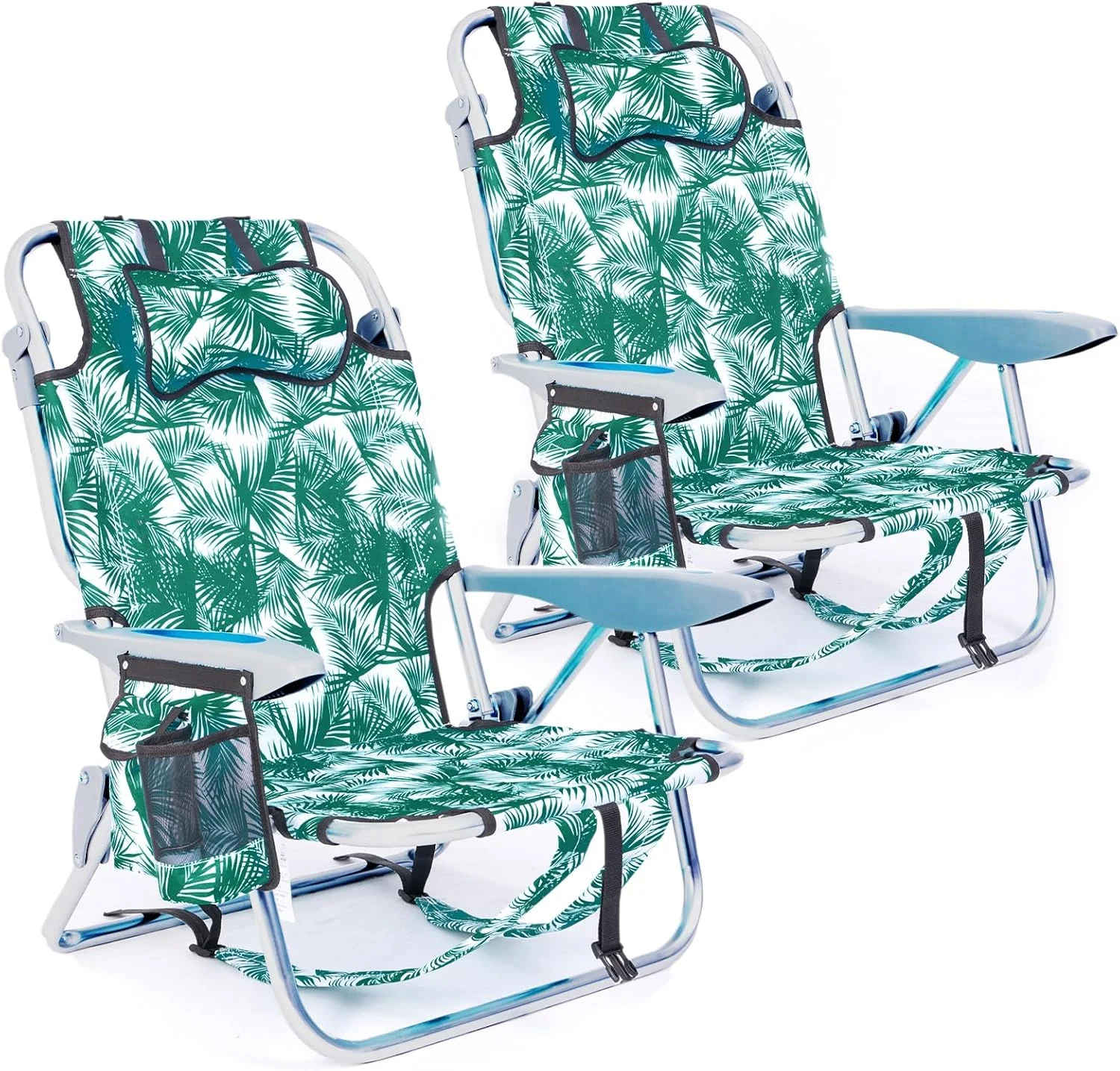 Canpsky 2 Pack Lightweight Portable Camping Beach Chair for Adults, Outdoor Lay Flat Folding Beach Chairs with 5 - Image 6