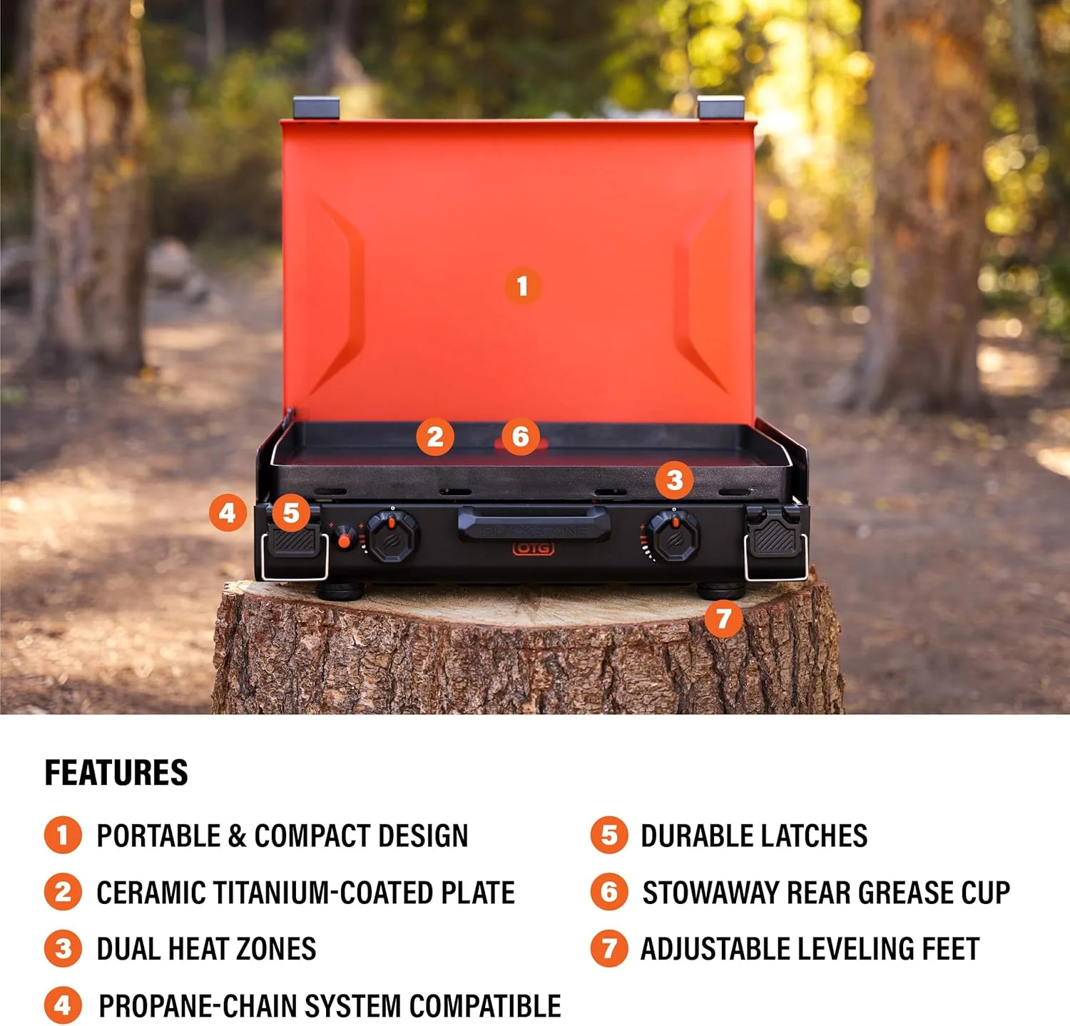 Blackstone 2363 20 x 14 Camping Griddle | Portable, Latches, Leveling Feet, Ceramic titanium-coated griddle plate - Image 4
